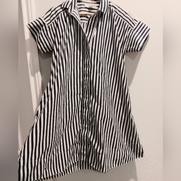 Loft Striped Poplin Short Sleeve Pocket Shirtdress size XS - Picture 8 of 9